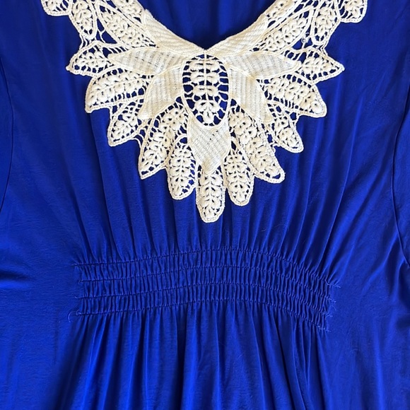 Spense Royal Blue Dress Medium with Lace Detail and Ruffles Sleeves - Picture 4 of 4